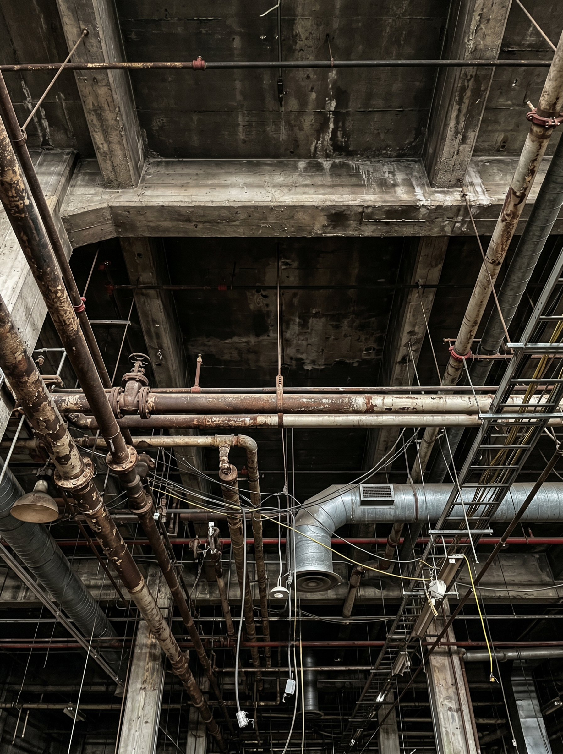 Промышленный потолок до покраски